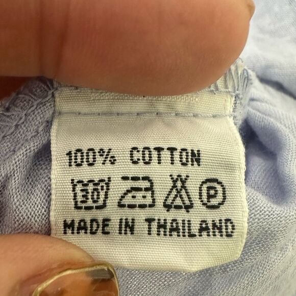 Siganka Maui Hawaii 100% Cotton Periwinkle Embroidered Eyelet Lace Sheer Tunic S - Picture 7 of 7